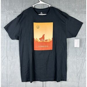 Mandalorian TShirt Grogu Mando Child Mens Large Black Disney Star Wars NEW